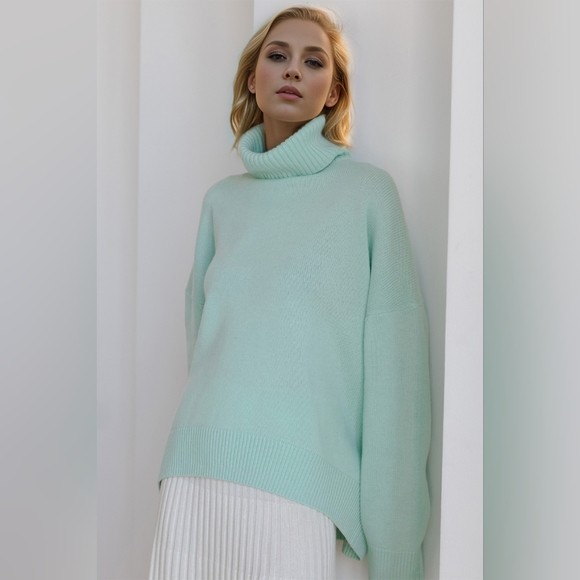 Basic Bae Turtleneck Dropped Shoulder Long Sleeve Sweater - Picture 3 of 6